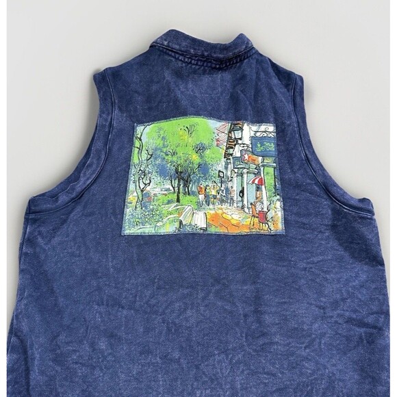 Michael Leu Vintage Sleeveless Shirt Vest – Size S – Hand-Painted Back Art - Picture 1 of 6
